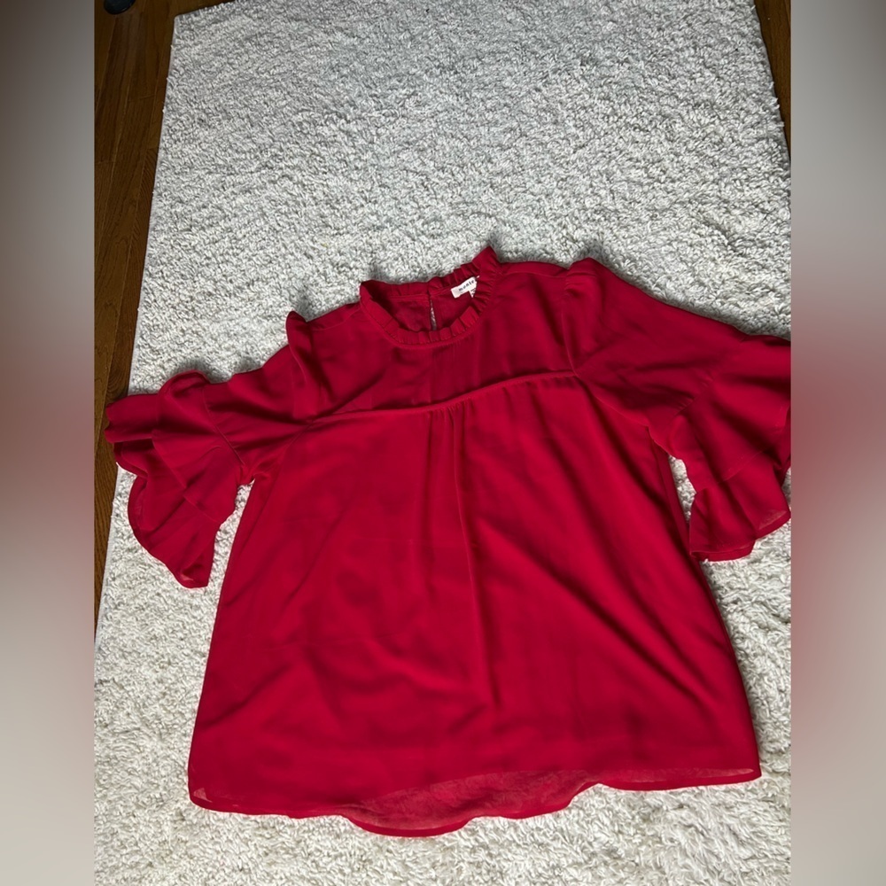 Women’s XL Monteau Mid-Sleeve Red Blouse